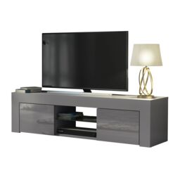 Creative Furniture TV Unit 130cm Modern - Dark Grey with High Gloss Doors - thumbnail 3