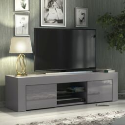 Creative Furniture TV Unit 130cm Modern - Dark Grey with High Gloss Doors - thumbnail 6