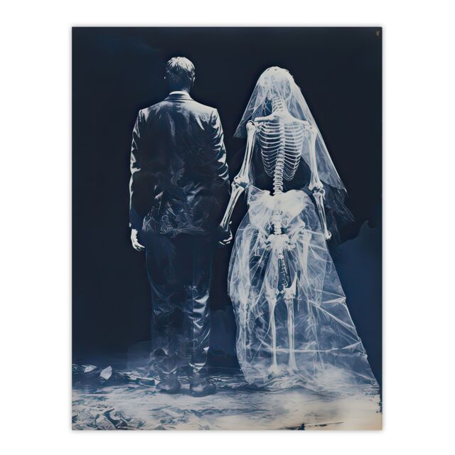 "Artery8 Wall Art Print Until Death Do Us Part I Conceptual Cyanotype Poster Picture in Blue - Size: W18"" x H24""" - image 1