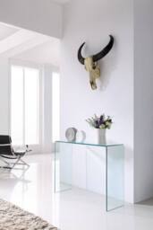 Thats Furniture Crystal Large Stylish Curved Glass Hallway Console Table in Clear - thumbnail 1