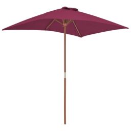 Berkfield Home Outdoor Parasol with Wooden Pole 150x200 cm Bordeaux Red - thumbnail 4