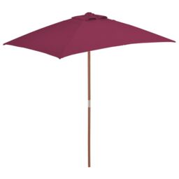Berkfield Home Outdoor Parasol with Wooden Pole 150x200 cm Bordeaux Red - thumbnail 1