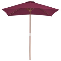 Berkfield Home Outdoor Parasol with Wooden Pole 150x200 cm Bordeaux Red - thumbnail 2