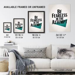 "Artery8 Be Fearless In The Attempt Midcentury Typography Wall Art Print in White - Size: W12"" x H16""" - thumbnail 3