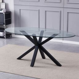 Artemis Home Orvino 180cm x 90cm Glass Oval Dining Table in Clear - Size: 180 cm x 90 cm