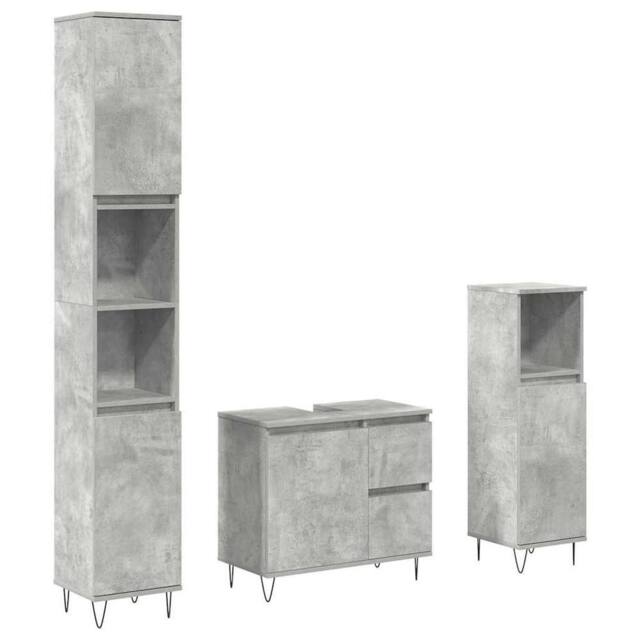 Berkfield Home 3 Piece Bathroom Furniture Set Concrete Grey Engineered Wood - image 1