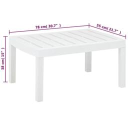 Berkfield Home Garden Table White 78x55x38 cm Plastic - Size: 78 x 55 x 38 cm - thumbnail 5