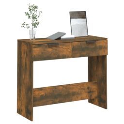 Berkfield Home Console Table Smoked Oak 90x36x75 cm Engineered Wood in Brown - Size: 90 x 36 x 75 cm - thumbnail 4