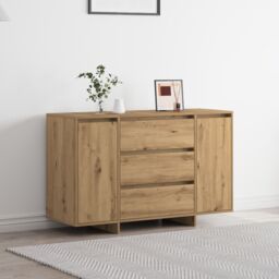 Berkfield Home Sideboard Artisan oak Solid Oak wood Artisan Oak Sideboard in Brown - thumbnail 1