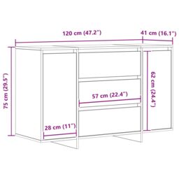 Berkfield Home Sideboard Artisan oak Solid Oak wood Artisan Oak Sideboard in Brown - thumbnail 9
