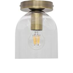First Choice Lighting Belten - Clear Glass Cloche Antique Brass Ceiling Light Fitting - thumbnail 1
