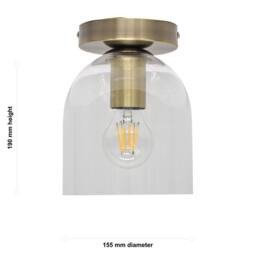 First Choice Lighting Belten - Clear Glass Cloche Antique Brass Ceiling Light Fitting - thumbnail 5