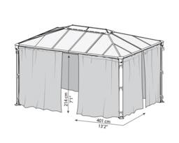 Palram Net Curtain Set for Rectangle Gazebo 4X (Gazebo Not Included) in Grey - thumbnail 2