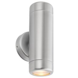 Loops Up & Down Twin Outdoor IP65 Wall Light - 2 x 7W LED GU10 - Stainless Steel in Metallics - thumbnail 1