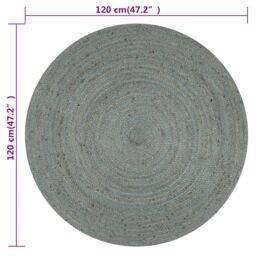 Berkfield Home Handmade Rug Jute Round 120 cm Olive Green - Size: 100 cm diameter - thumbnail 6