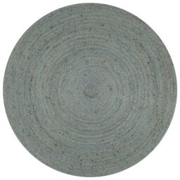 Berkfield Home Handmade Rug Jute Round 120 cm Olive Green - Size: 100 cm diameter - thumbnail 1