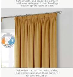 Luxury Living Montreal Taped Top Curtains in Gold - Size: 167 cm width x 183 cm drop - thumbnail 4