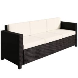 OUTSUNNY Rattan Wicker 3-seater Sofa Chair Patio Furniture w/ Cushion in Black - thumbnail 2