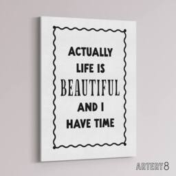 "Artery8 Life Is Beautiful & l Have Time Bright Simple Canvas Wall Art Print in White - Size: W24"" x H32""" - thumbnail 2