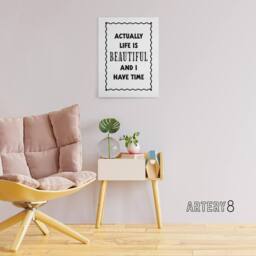 "Artery8 Life Is Beautiful & l Have Time Bright Simple Canvas Wall Art Print in White - Size: W24"" x H32""" - thumbnail 3