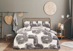 Smart Living Luxury Super Soft Reversible Elemental Geo Duvet Cover with Pillowcase in Black - Size: Double - thumbnail 1