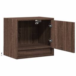 Berkfield Home Durable Wall-mounted Bedside Cabinets with LED Lights 2 pcs Brown Oak - thumbnail 7