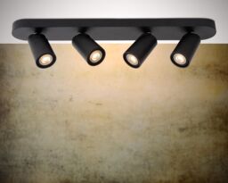 Lucide 'XYRUS' Dimmable Tiltable Indoor LED Ceiling Spotlight Bar GU10 in Black - thumbnail 4