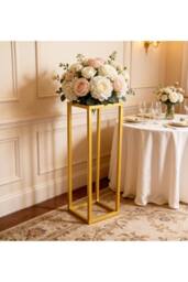 Garden Sanctuary Metal Column Flower Stand for Wedding Decoration in Gold - thumbnail 2
