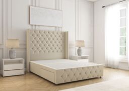 "BSSPOKE Ruby Divan Bed Plush Velvet 54""Headboard 2Drawers Footend No Mattress in Cream - Size: Double" - thumbnail 2