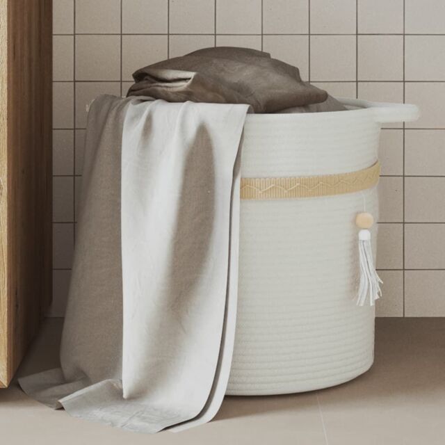 Berkfield Home Storage Basket White √ò38x36 cm Cotton - Size: 38x36 cm - image 1