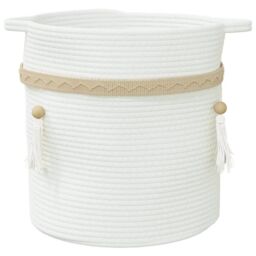 Berkfield Home Storage Basket White √ò38x36 cm Cotton - Size: 38x36 cm - thumbnail 4