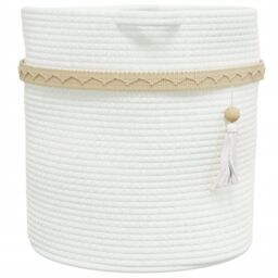 Berkfield Home Storage Basket White √ò38x36 cm Cotton - Size: 38x36 cm - thumbnail 5