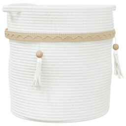 Berkfield Home Storage Basket White √ò38x36 cm Cotton - Size: 38x36 cm - thumbnail 2