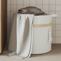 Berkfield Home Storage Basket White √ò38x36 cm Cotton - Size: 38x36 cm