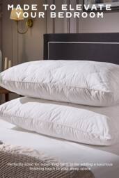 Snuggledown 2 Pack Hotel Luxury Cotton Quilted Kingsize Firm Side Sleeper Pillow in White - thumbnail 4