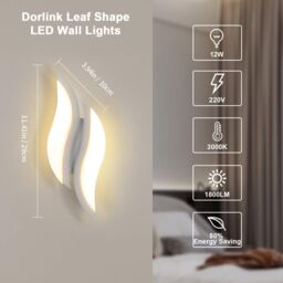 COMELY Indoor LED Wall Lights, 12W Leaf Shaped Wall Light, Warm White 3000K - thumbnail 6