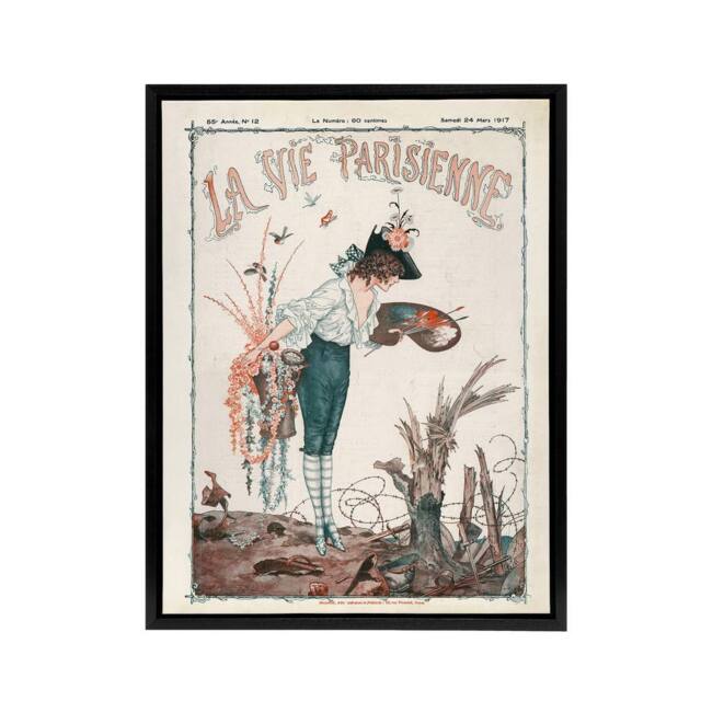 "Artery8 La Vie Parisienne Spring 1917 WW1 Trench Framed Canvas Wall Art Print in Beige - Size: W12"" x H16""" - image 1