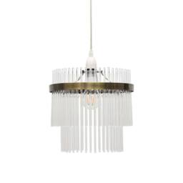 First Choice Lighting Georgia - Antique Brass with Glass Rods Easy Fit Pendant Shade in Bronze - thumbnail 1