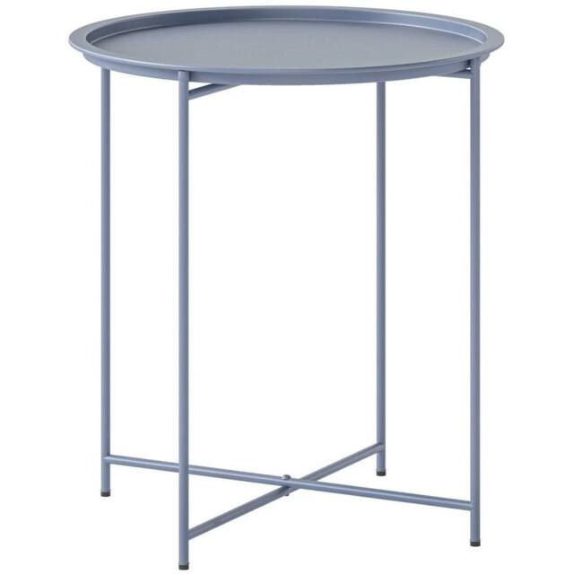 VOGREX Blue Grey Steel Garden Table with Removable Tray - image 1