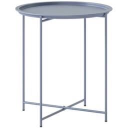 VOGREX Blue Grey Steel Garden Table with Removable Tray - thumbnail 1