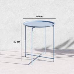 VOGREX Blue Grey Steel Garden Table with Removable Tray - thumbnail 3