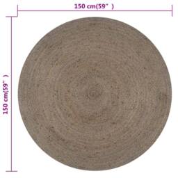 Berkfield Home Handmade Rug Jute Round 150 cm Grey - Size: 100 cm diameter - thumbnail 6