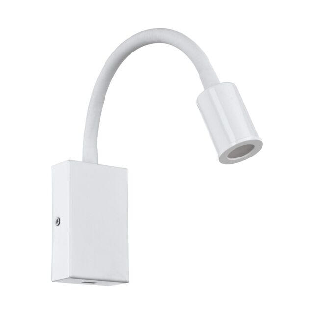 Loops Wall Light Colour White Steel & Plastic Rocker Switch Bulb LED 3.5W Included - image 1