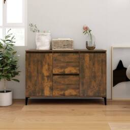 Berkfield Home Sideboard Smoked Oak 104x35x70 cm Engineered Wood in Brown - Size: 104 x 35 x 70 cm - thumbnail 2
