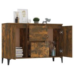 Berkfield Home Sideboard Smoked Oak 104x35x70 cm Engineered Wood in Brown - Size: 104 x 35 x 70 cm - thumbnail 6