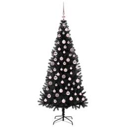 Berkfield Home Christmas Tree with 300 LEDs with Stand Black 180 cm PVC - thumbnail 4