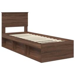 Berkfield Home Bed Frame with Headboard Brown Oak 75 x 190 cm Solid Pine Wood - thumbnail 4
