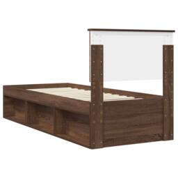 Berkfield Home Bed Frame with Headboard Brown Oak 75 x 190 cm Solid Pine Wood - thumbnail 9