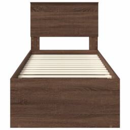 Berkfield Home Bed Frame with Headboard Brown Oak 75 x 190 cm Solid Pine Wood - thumbnail 7