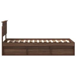 Berkfield Home Bed Frame with Headboard Brown Oak 75 x 190 cm Solid Pine Wood - thumbnail 8